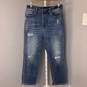 Risen Jeans Womens Vintage Washed Straight Leg Distressed Jeans Size 13 / 31 EUC